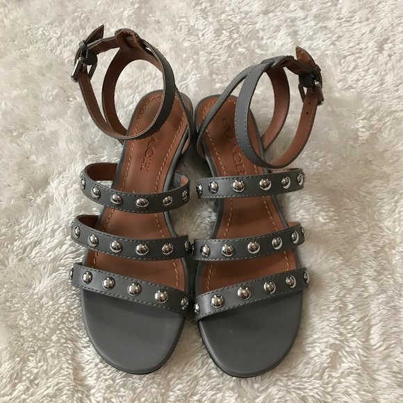 Coach Shoes - Coach Gray Strappy Sandals with Rivets Leather 6